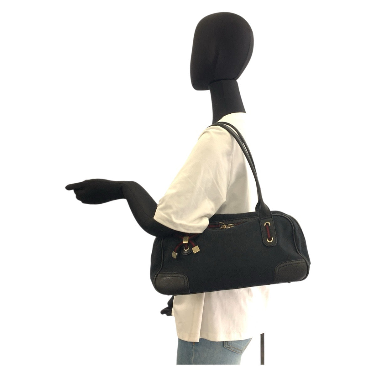 22029
GUCCI グッチ プリンシー ブラック 黒 ゴールド金具 GGキャンバス / レザー 161720 ショルダーバッグ ハンドバッグ レディース ABP37