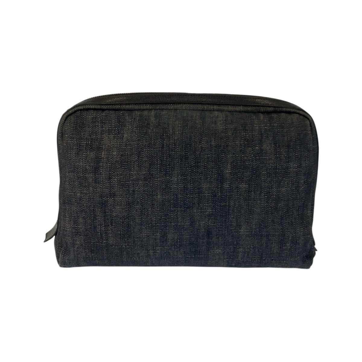 22030
PRADA Triangle Logo Plate Black Silver Hardware Denim Clutch Bag Pouch Ladies ABP23