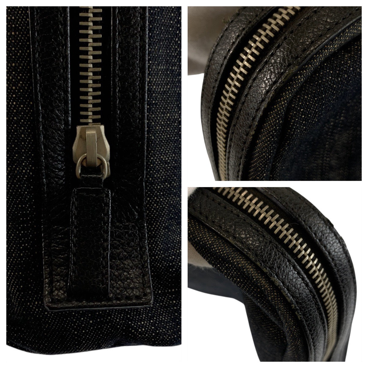 22030
PRADA Triangle Logo Plate Black Silver Hardware Denim Clutch Bag Pouch Ladies ABP23