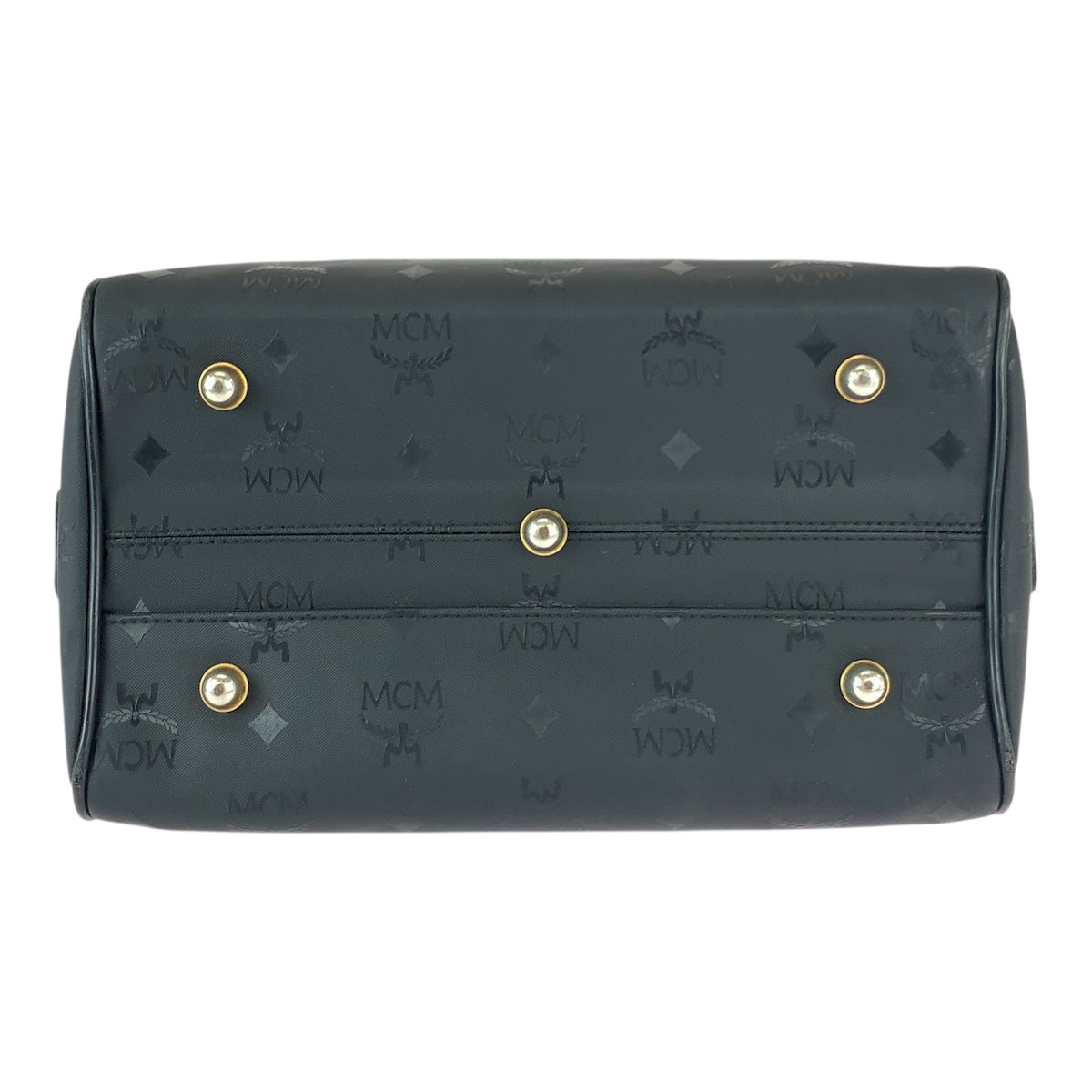 22031
MCM Visetos Black Gold Hardware Nylon / Leather Handbag Mini Boston Bag Ladies ABP15