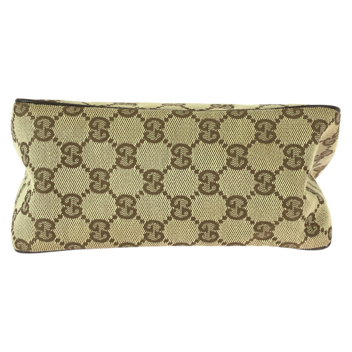 22035
GUCCI Beige Brown Silver Hardware GG Canvas 106644 Handbag Accessory Pouch Women's A36