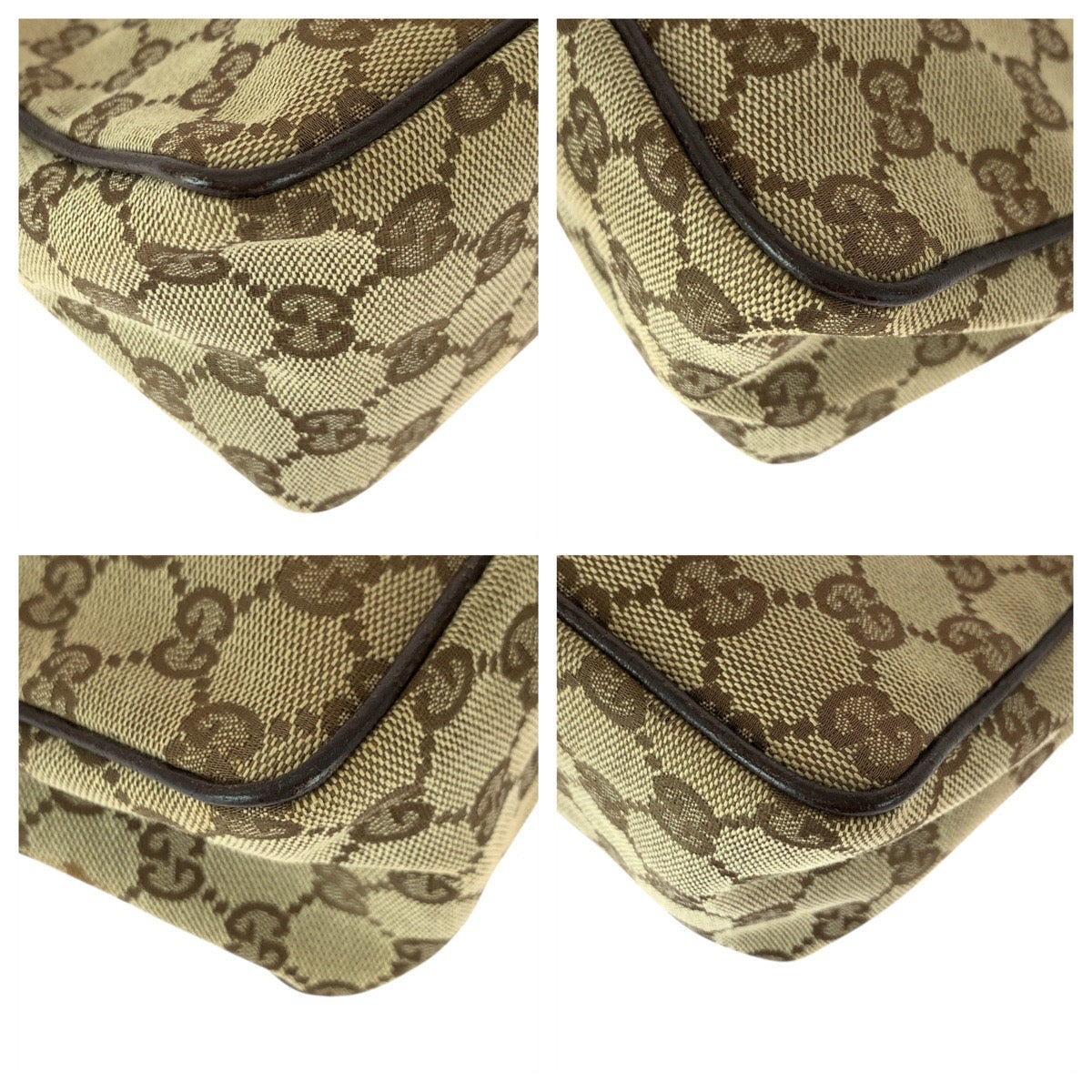 22035
GUCCI Beige Brown Silver Hardware GG Canvas 106644 Handbag Accessory Pouch Women's A36