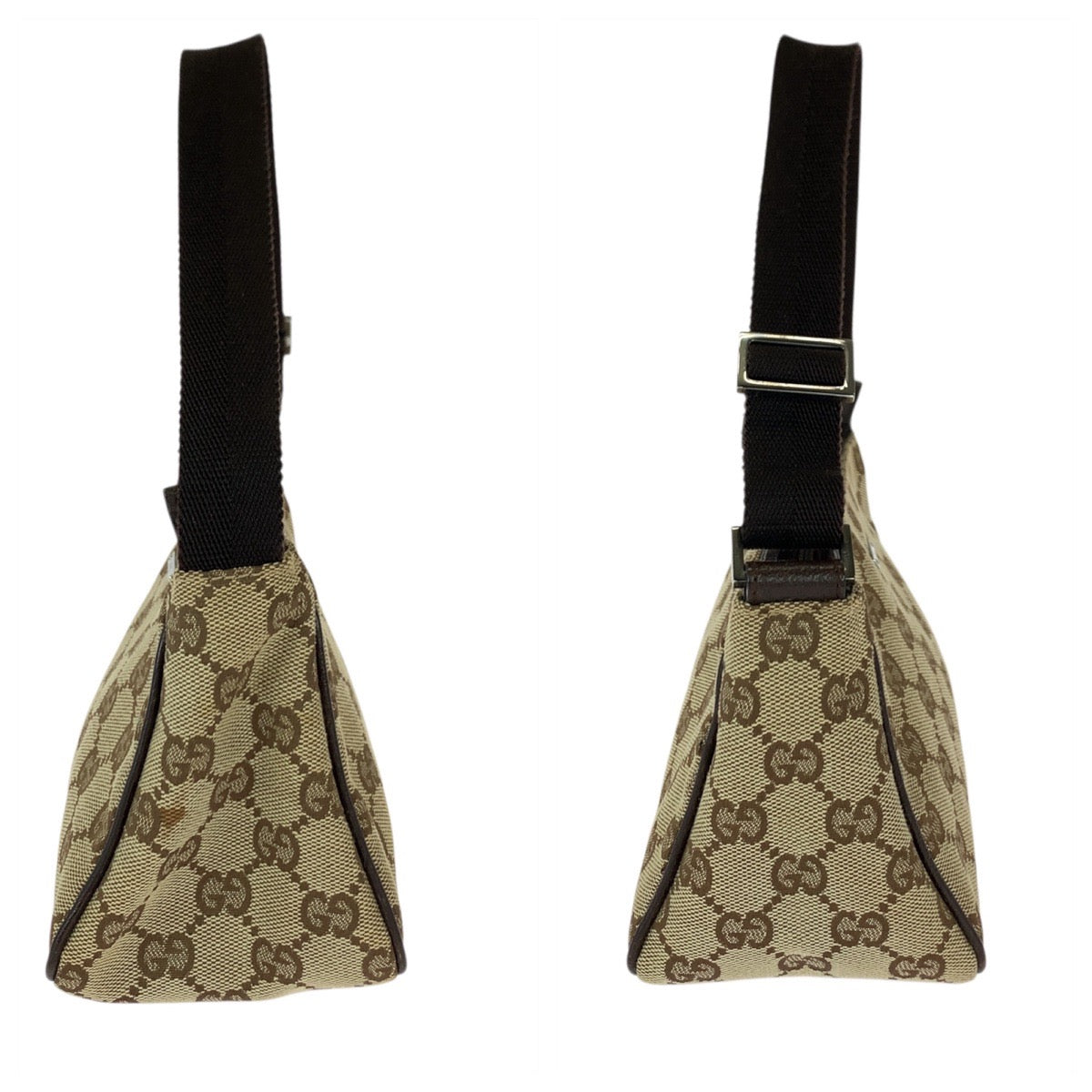 22035
GUCCI Beige Brown Silver Hardware GG Canvas 106644 Handbag Accessory Pouch Women's A36