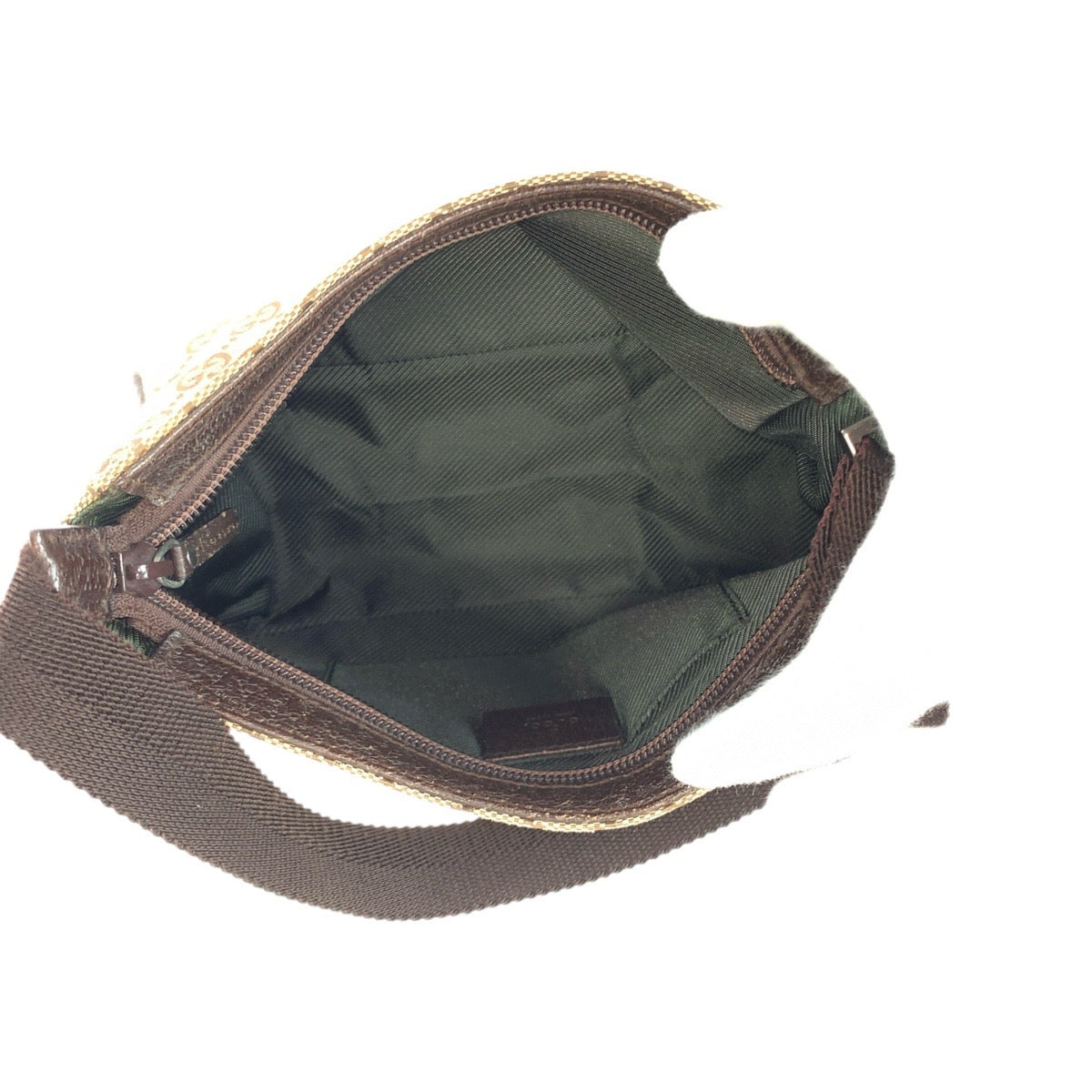 22035
GUCCI Beige Brown Silver Hardware GG Canvas 106644 Handbag Accessory Pouch Women's A36