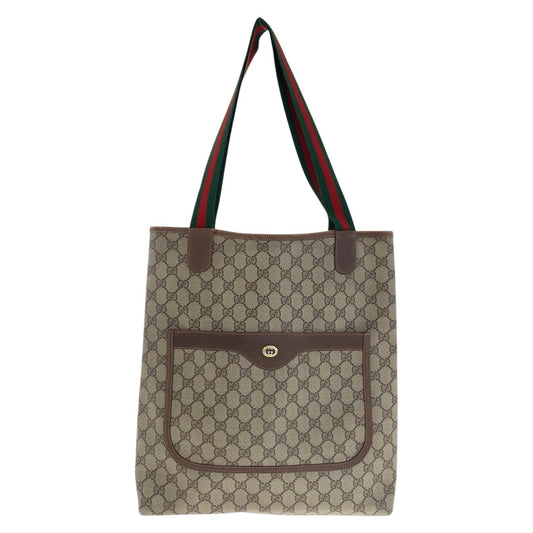 22036
GUCCI グッチ ヴィンテージ オールドグッチ シェリーライン ベージュ ブラウン GGスプリームキャンバス / レザー 123 02 003 トートバッグ ショルダーバッグ レディース AB21
