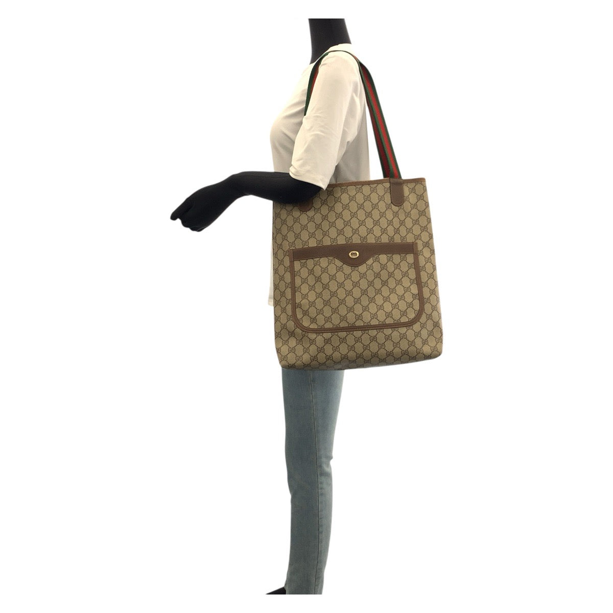 22036
GUCCI グッチ ヴィンテージ オールドグッチ シェリーライン ベージュ ブラウン GGスプリームキャンバス / レザー 123 02 003 トートバッグ ショルダーバッグ レディース AB21