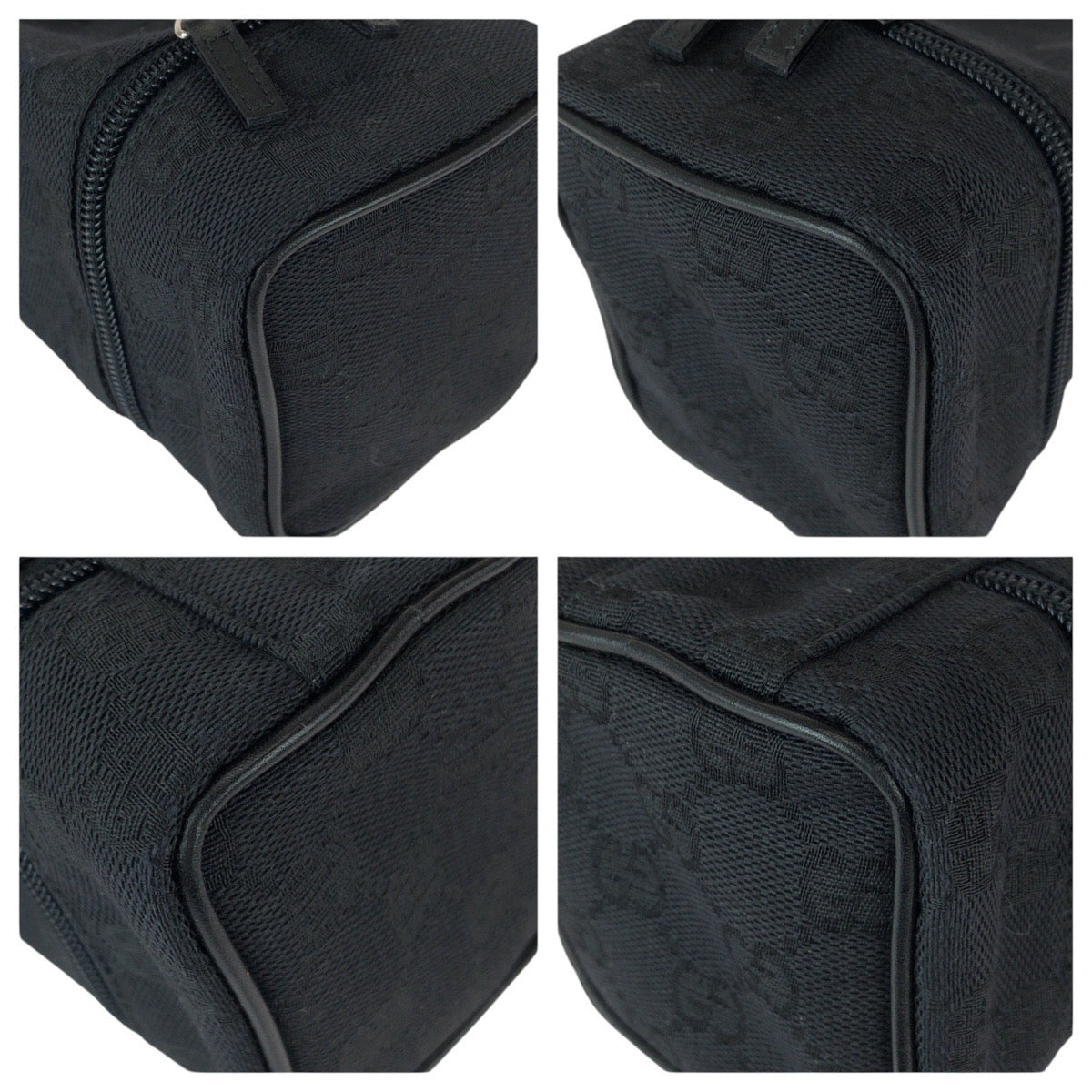 22038
GUCCI グッチ ブラック 黒 GGキャンバス / レザー 039 1054 ハンドバッグ 巾着ポーチ レディース A21