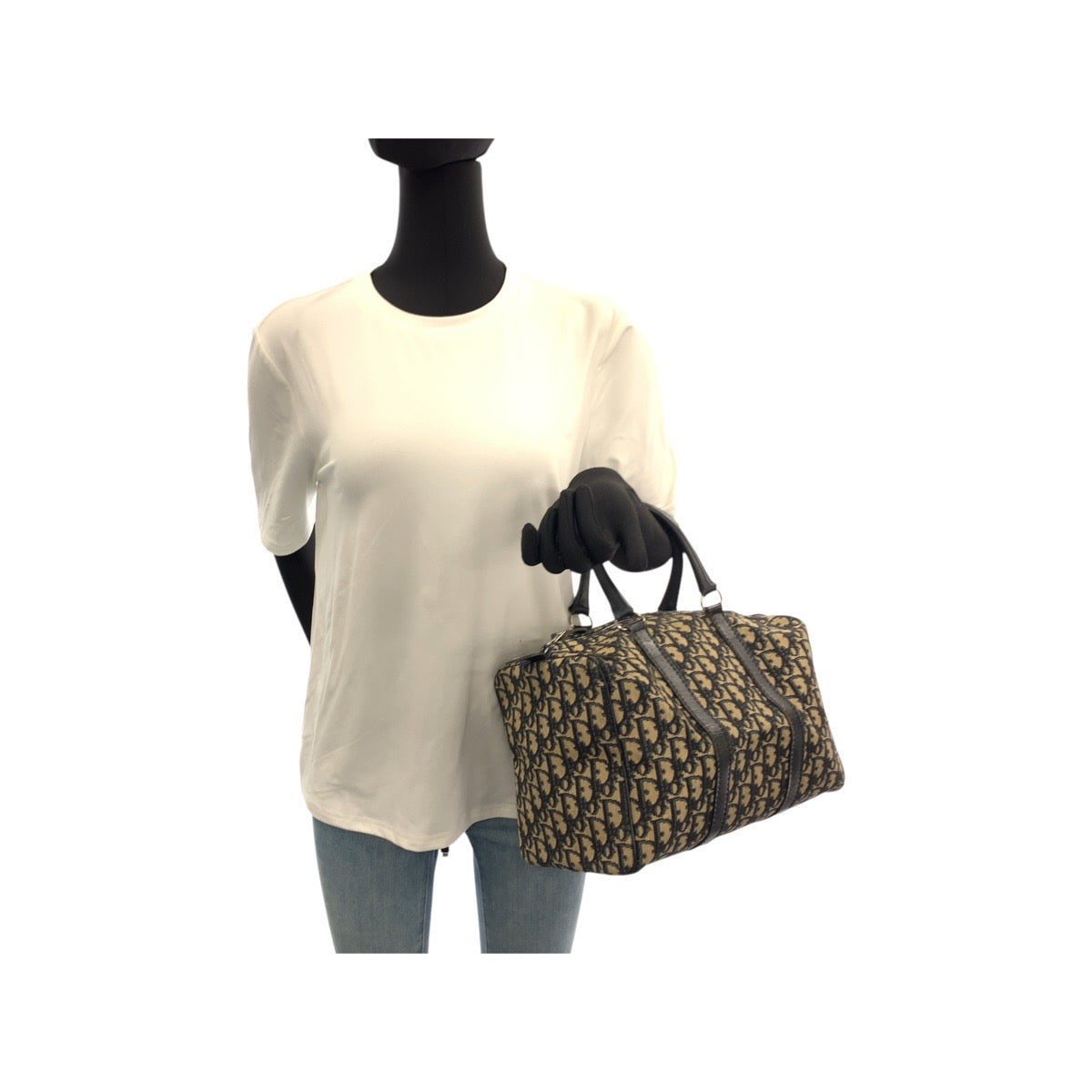 22039
Christian Dior クリスチャンディオール トロッター ベージュ ネイビー シルバー金具 キャンバス / レザー ハンドバッグ ミニボストンバッグ レディース ABP49