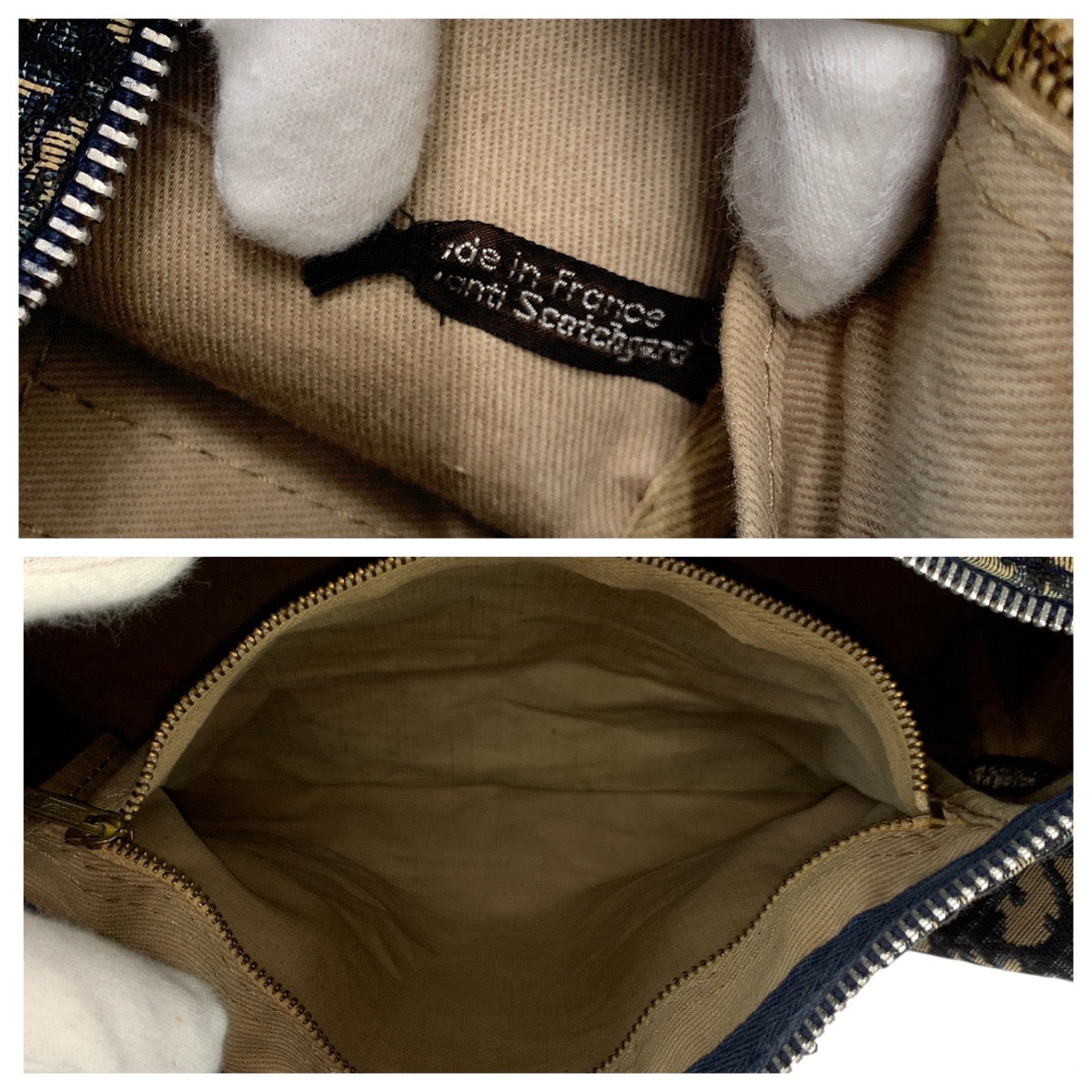 22039
Christian Dior クリスチャンディオール トロッター ベージュ ネイビー シルバー金具 キャンバス / レザー ハンドバッグ ミニボストンバッグ レディース ABP49