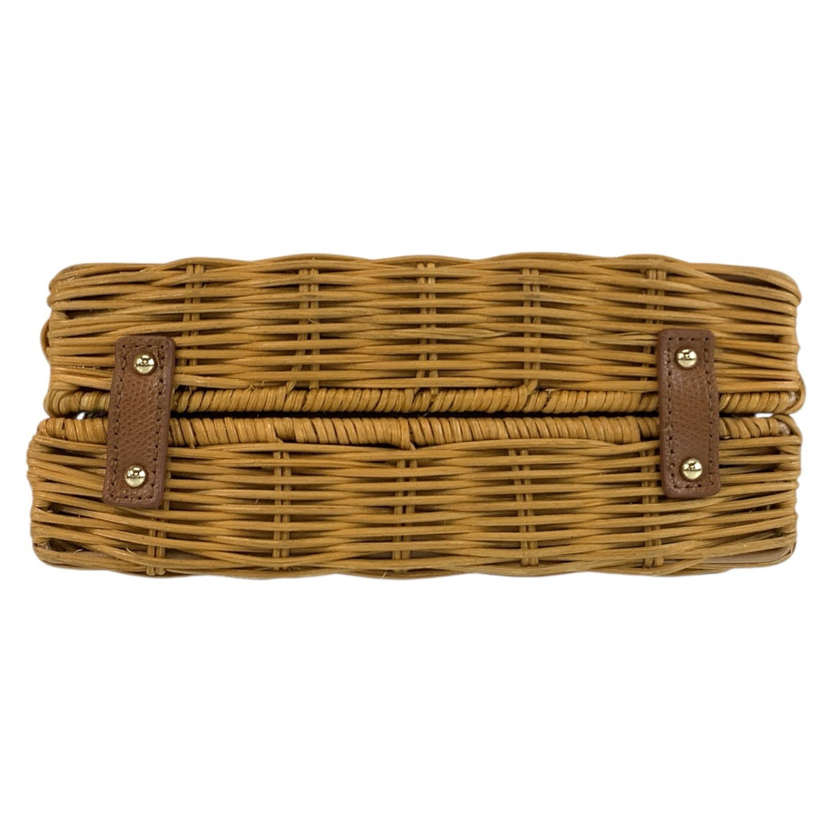 22041
Furla 1927 Brown Beige Gold Hardware Rattan / Leather Handbag Shoulder Bag 2way Women's A21
