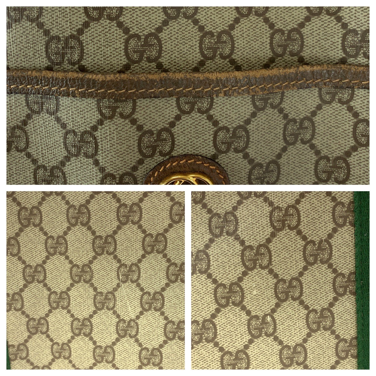 22043
GUCCI グッチ ヴィンテージ シェリーライン オールドグッチ ベージュ グリーン レッド GGスプリームキャンバス / レザー 012 39 6211 ボストンバッグ ショルダーバッグ レディース ABP42