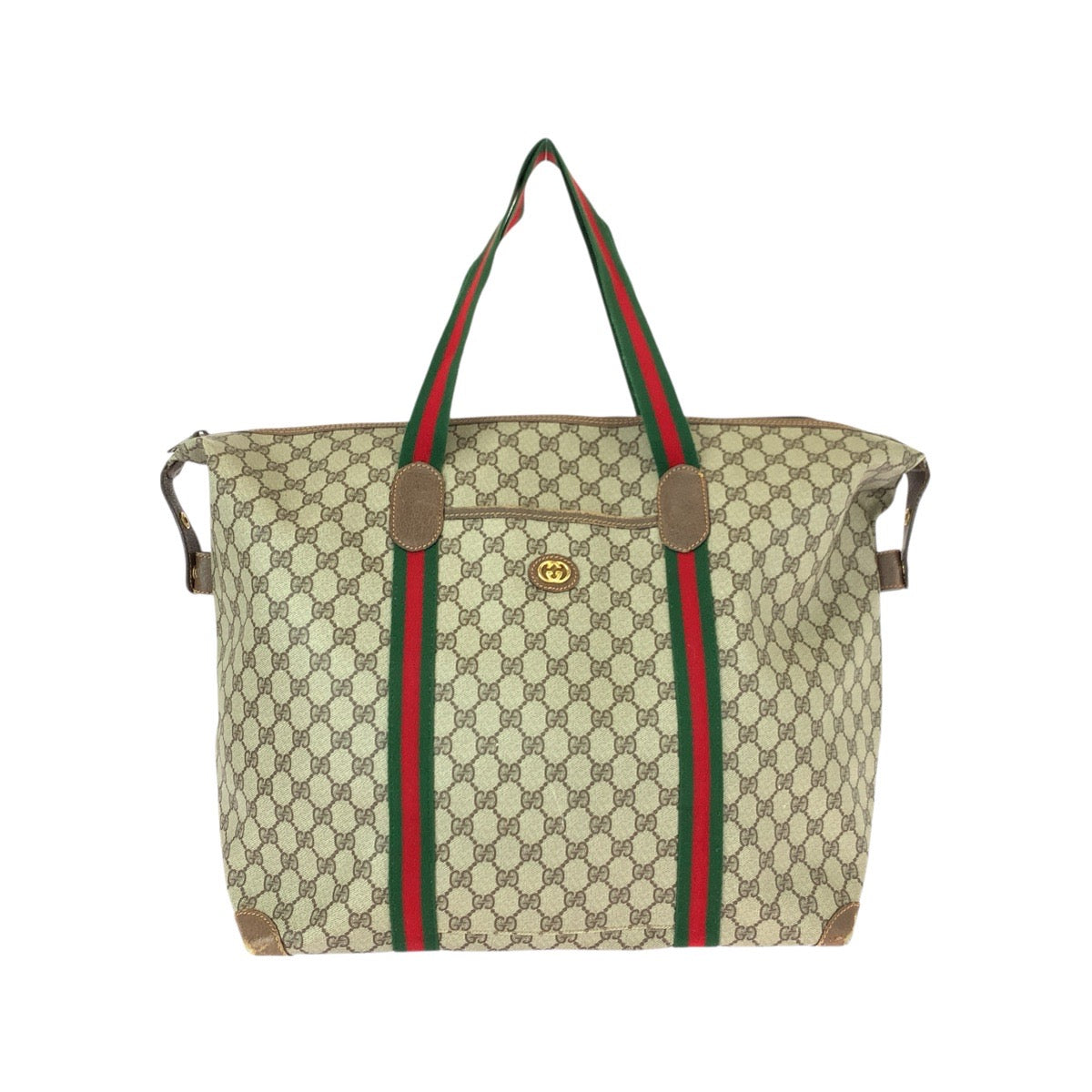 22043
GUCCI グッチ ヴィンテージ シェリーライン オールドグッチ ベージュ グリーン レッド GGスプリームキャンバス / レザー 012 39 6211 ボストンバッグ ショルダーバッグ レディース ABP42