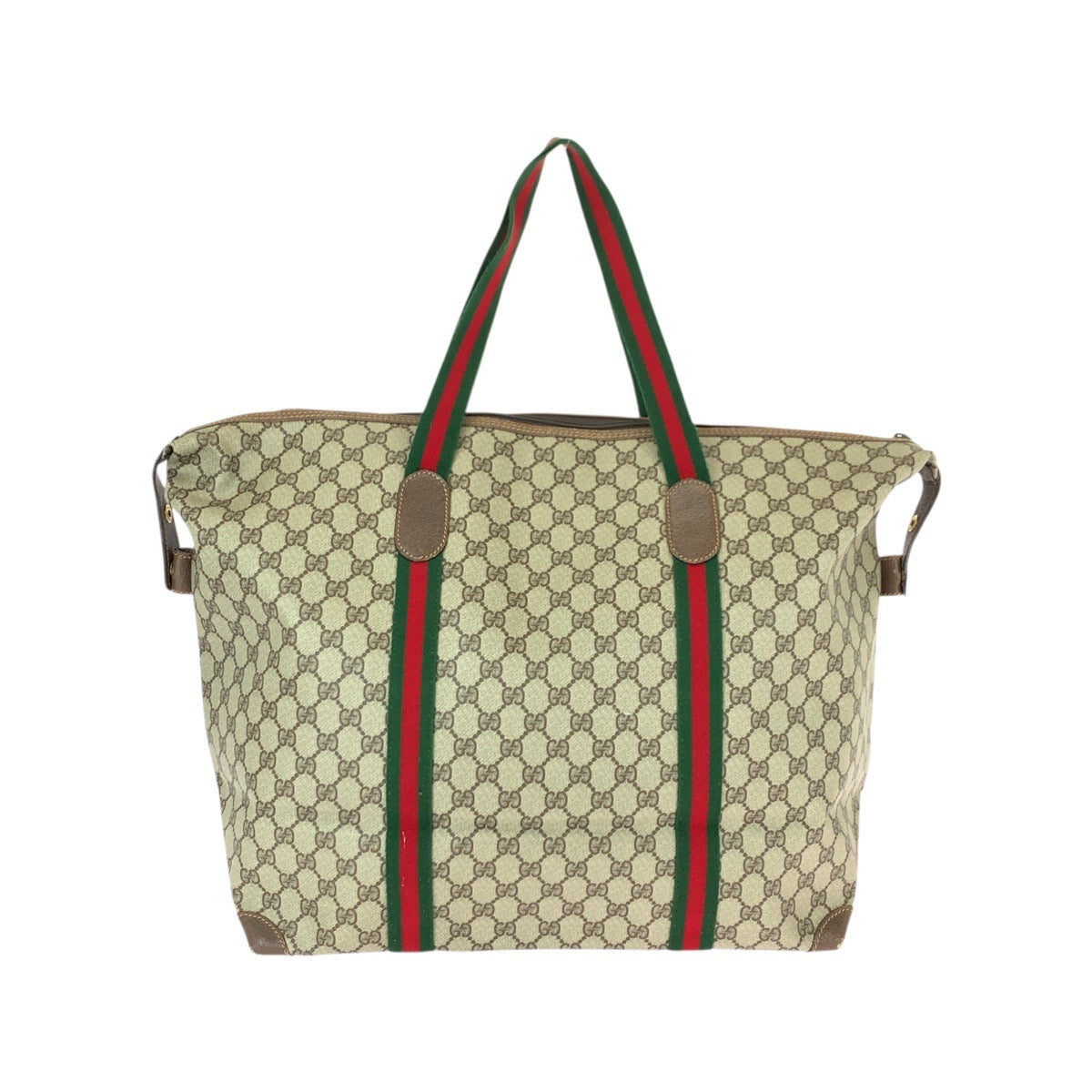 22043
GUCCI グッチ ヴィンテージ シェリーライン オールドグッチ ベージュ グリーン レッド GGスプリームキャンバス / レザー 012 39 6211 ボストンバッグ ショルダーバッグ レディース ABP42