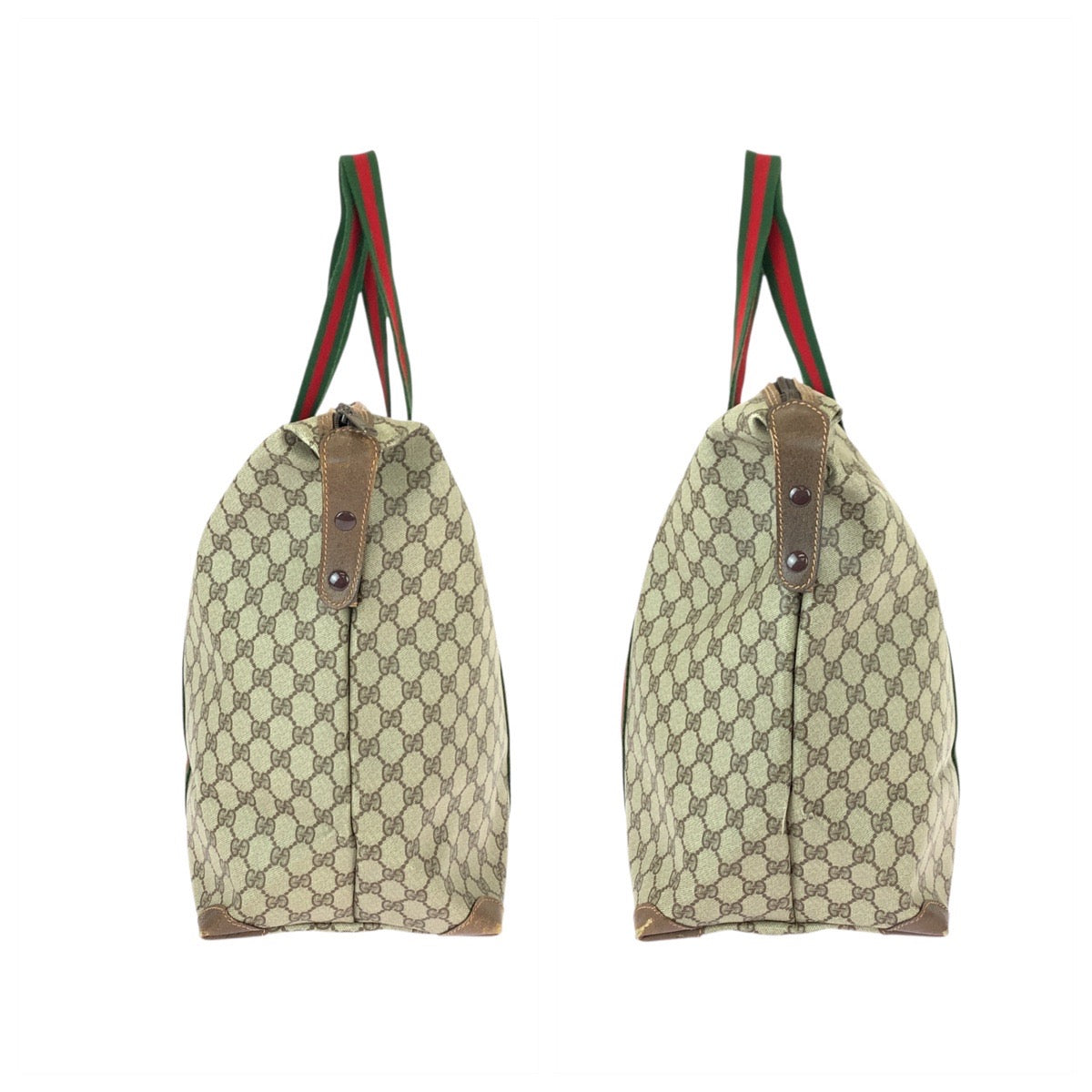 22043
GUCCI グッチ ヴィンテージ シェリーライン オールドグッチ ベージュ グリーン レッド GGスプリームキャンバス / レザー 012 39 6211 ボストンバッグ ショルダーバッグ レディース ABP42