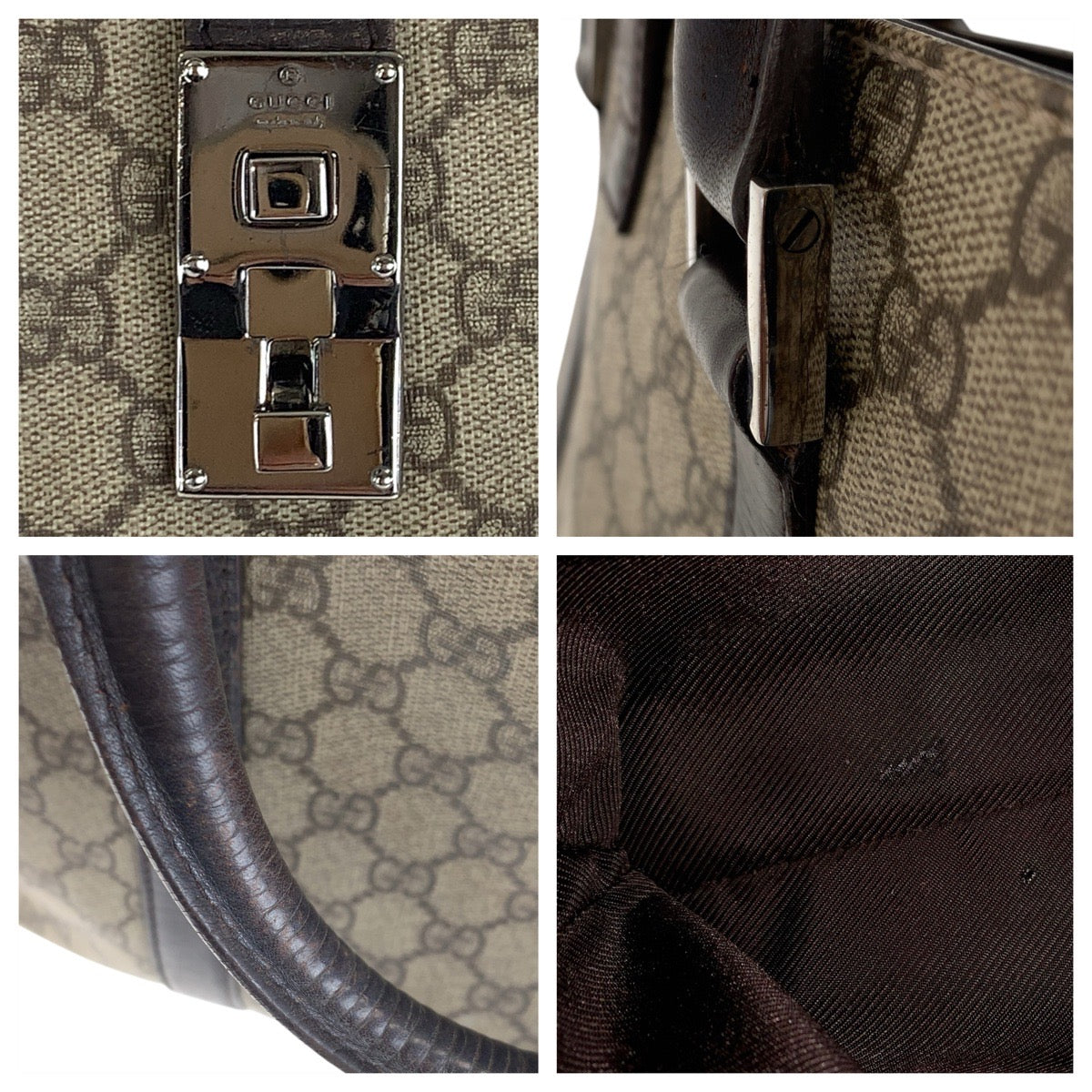 22044
GUCCI Brown Beige GG Supreme Canvas / Leather 114262 Business Bag Handbag Men's AB37