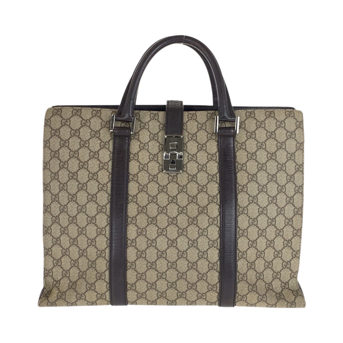 22044
GUCCI Brown Beige GG Supreme Canvas / Leather 114262 Business Bag Handbag Men's AB37
