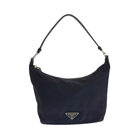 22045
PRADA プラダ テスート 三角ロゴプレート ブラック 黒 シルバー金具 ナイロン / レザー ハンドバッグ アクセサリーポーチ レディース AB28