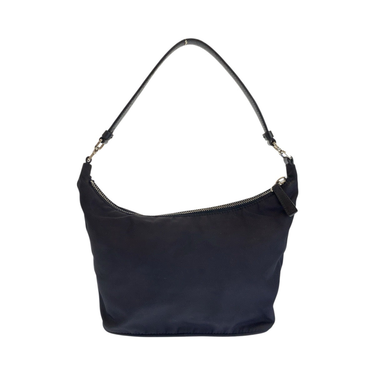 22045
PRADA プラダ テスート 三角ロゴプレート ブラック 黒 シルバー金具 ナイロン / レザー ハンドバッグ アクセサリーポーチ レディース AB28