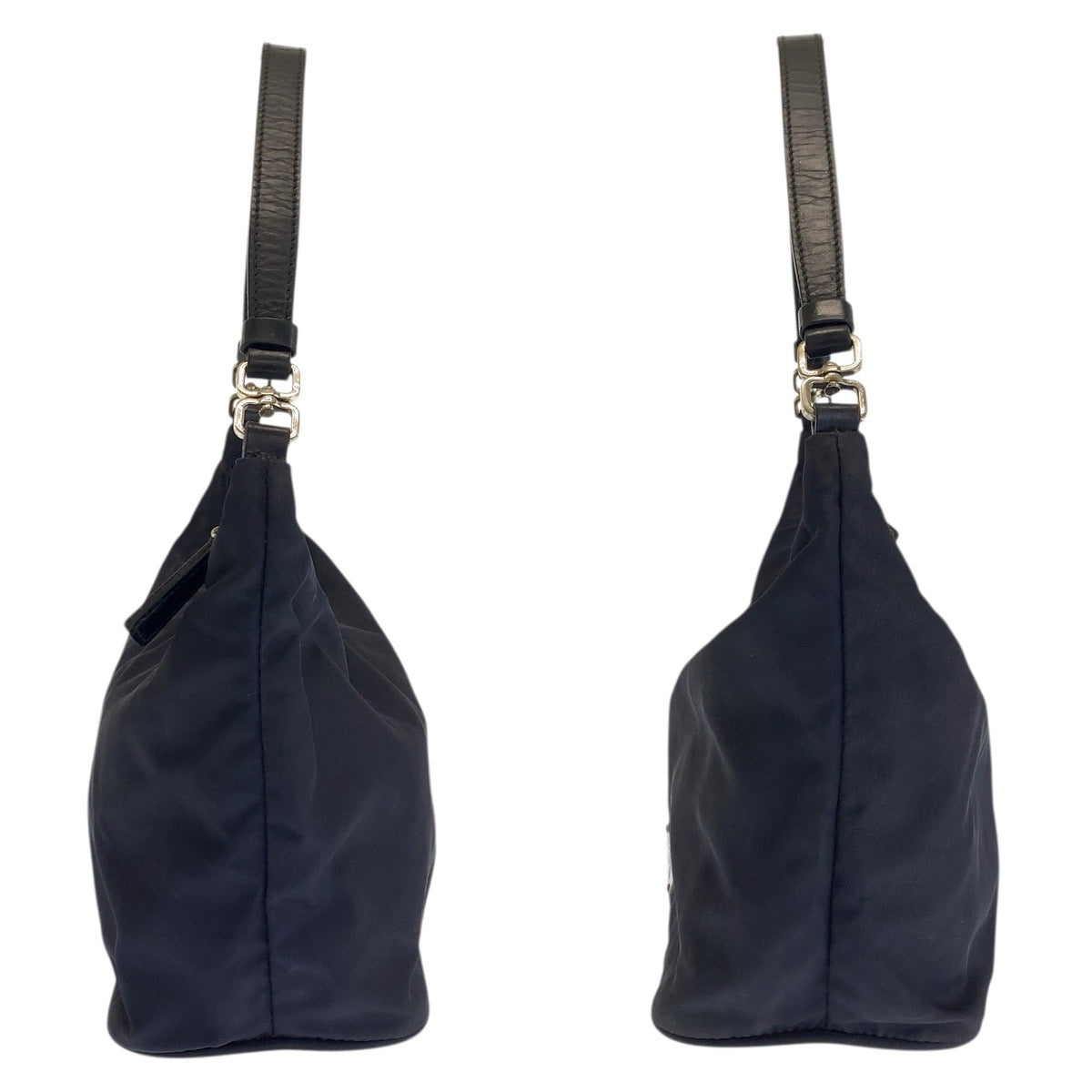 22045
PRADA プラダ テスート 三角ロゴプレート ブラック 黒 シルバー金具 ナイロン / レザー ハンドバッグ アクセサリーポーチ レディース AB28