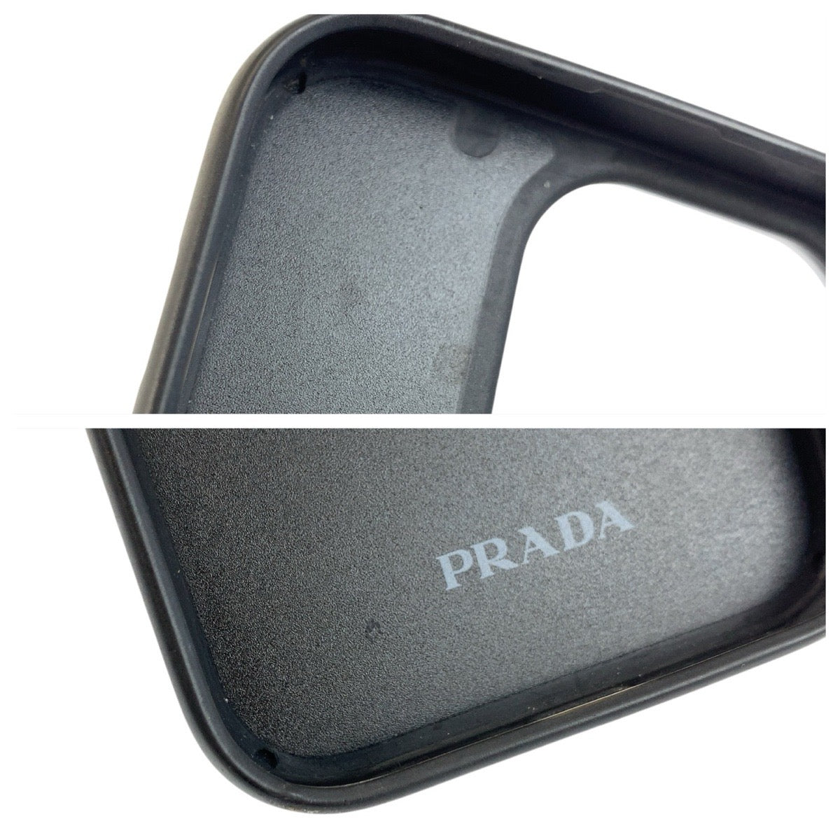 22049
PRADA Saffiano Triangle Logo Plate Black Gold Hardware Leather iPhone Case iPhone 15 Pro Case Men's ABP15
