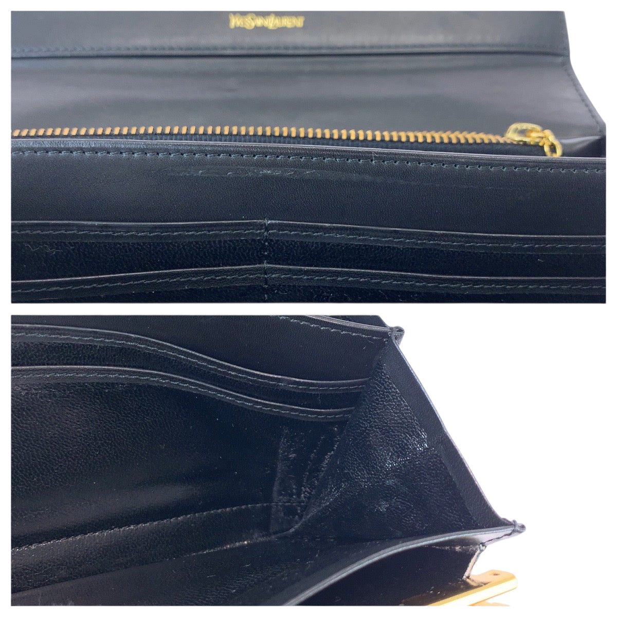 22050
YVES SAINT LAURENT イヴ サンローラン ヴィンテージ 型押し ブラック 黒 ゴールド金具 レザー 長財布 ロングウォレット レディース ABP28