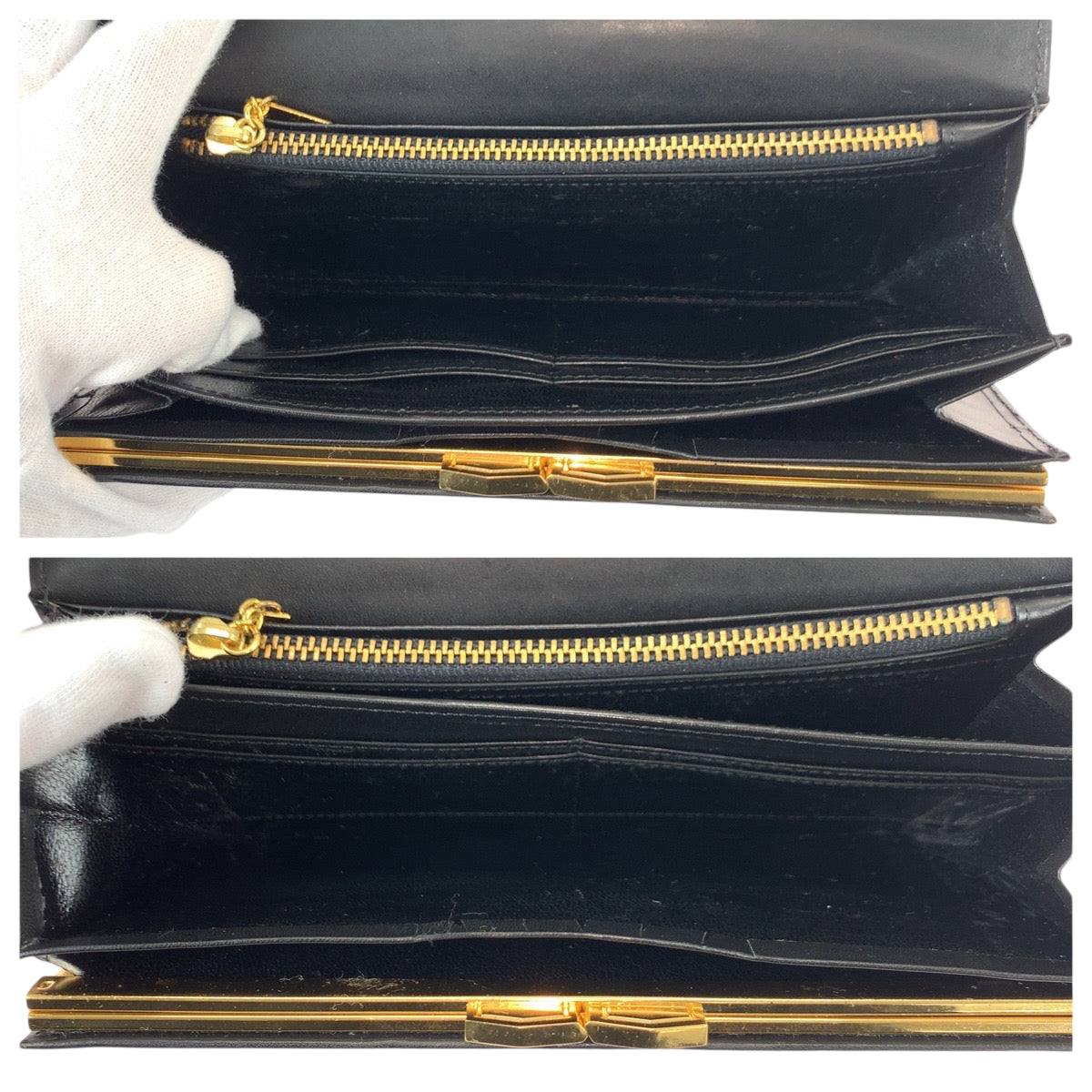 22050
YVES SAINT LAURENT イヴ サンローラン ヴィンテージ 型押し ブラック 黒 ゴールド金具 レザー 長財布 ロングウォレット レディース ABP28