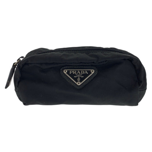 22052
PRADA プラダ テスート 三角ロゴプレート ブラック 黒 シルバー金具 ナイロン ポーチ アクセサリーポーチ レディース AB14