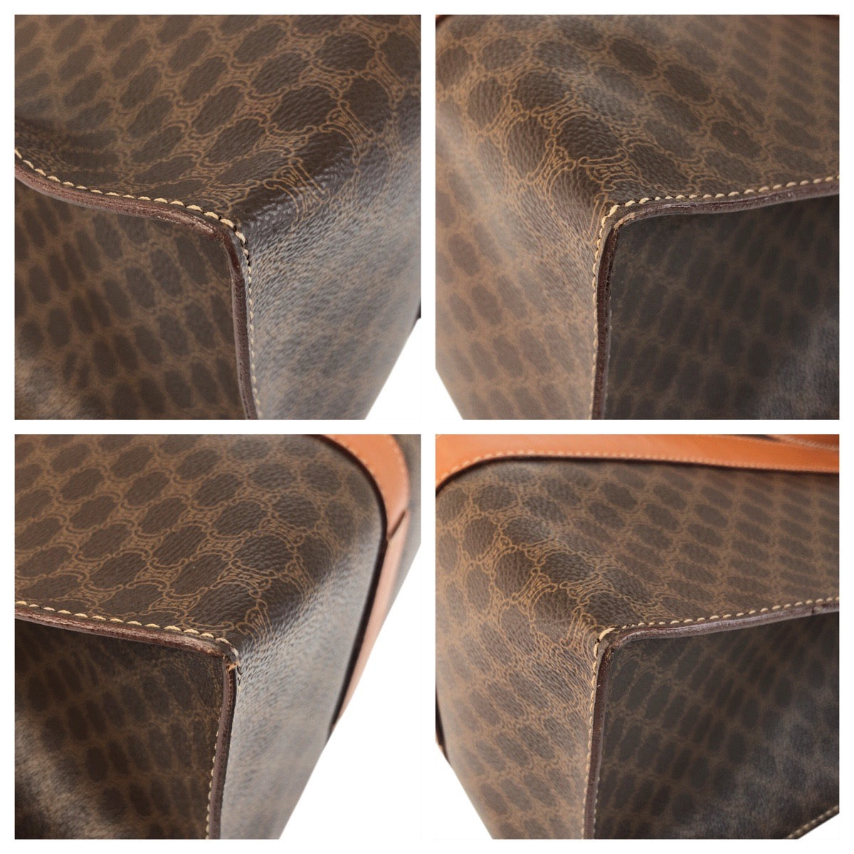 22053
CELINE セリーヌ マカダム ブラウン ゴールド金具 PVC / レザー MC97 トートバッグ ショルダーバッグ レディース AB35