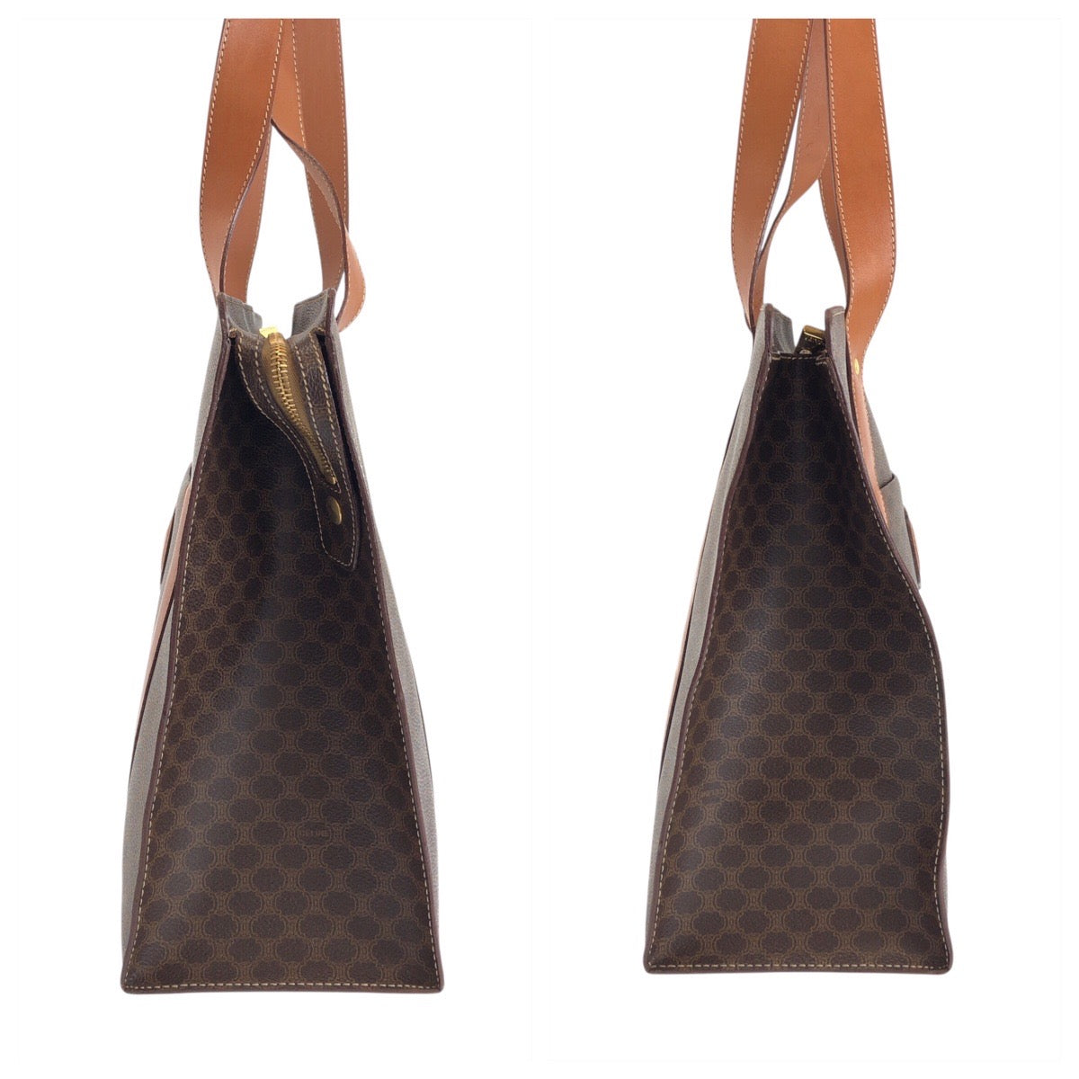 22053
CELINE セリーヌ マカダム ブラウン ゴールド金具 PVC / レザー MC97 トートバッグ ショルダーバッグ レディース AB35