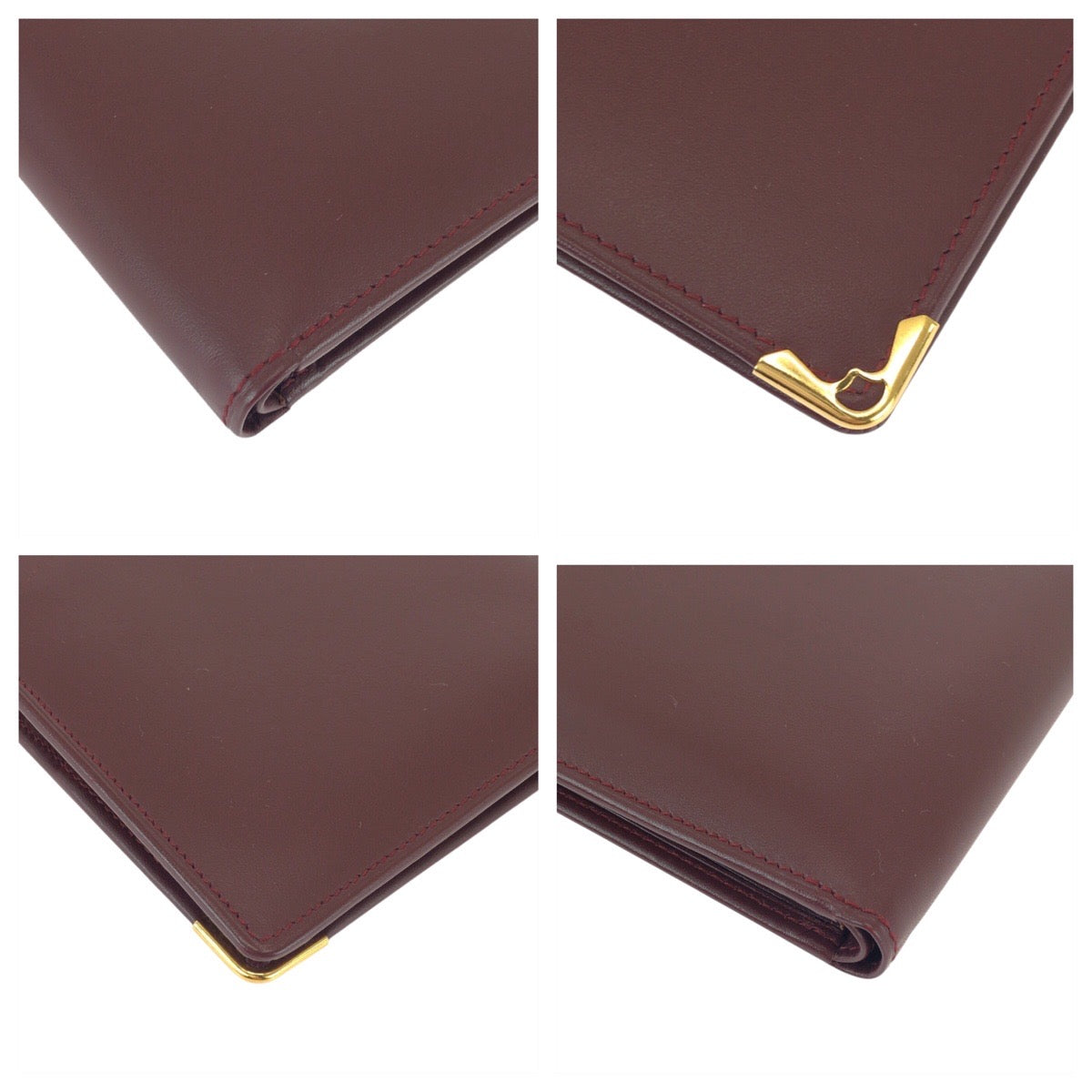 22054
CARTIER カルティエ マストライン ワインレッド ボルドー ゴールド金具 レザー 折り財布 コンパクトウォレット レディース A21