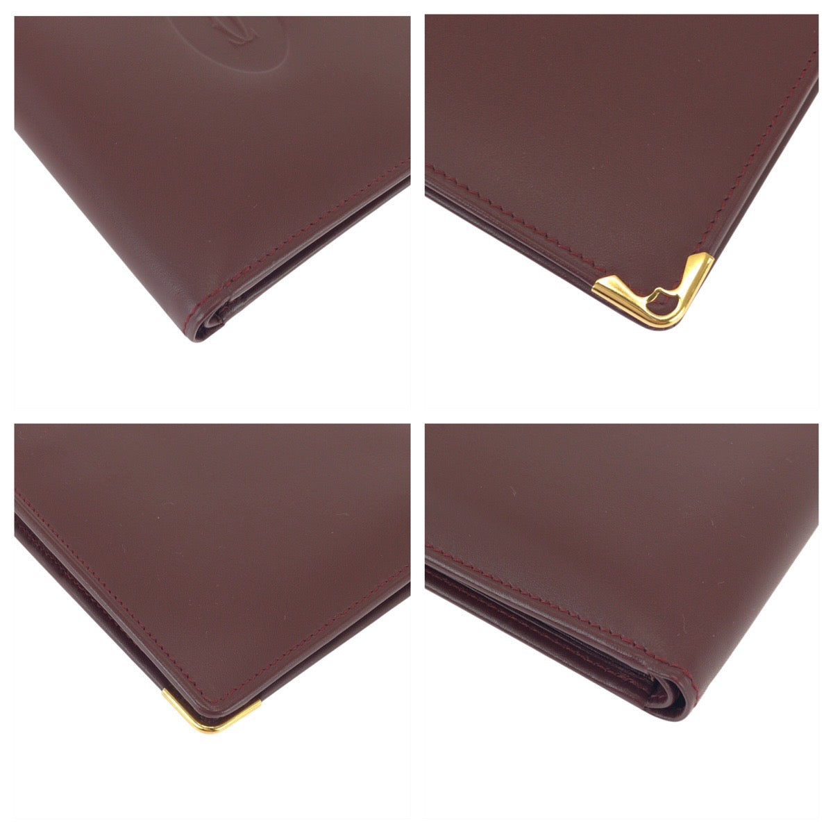 22054
CARTIER カルティエ マストライン ワインレッド ボルドー ゴールド金具 レザー 折り財布 コンパクトウォレット レディース A21