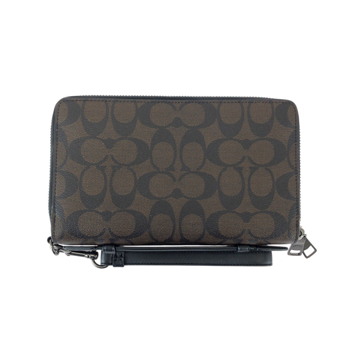 22055
COACH Signature Brown Dark Brown Black Coated Canvas F66562 Long Wallet Organizer Clutch Bag Men's A14
