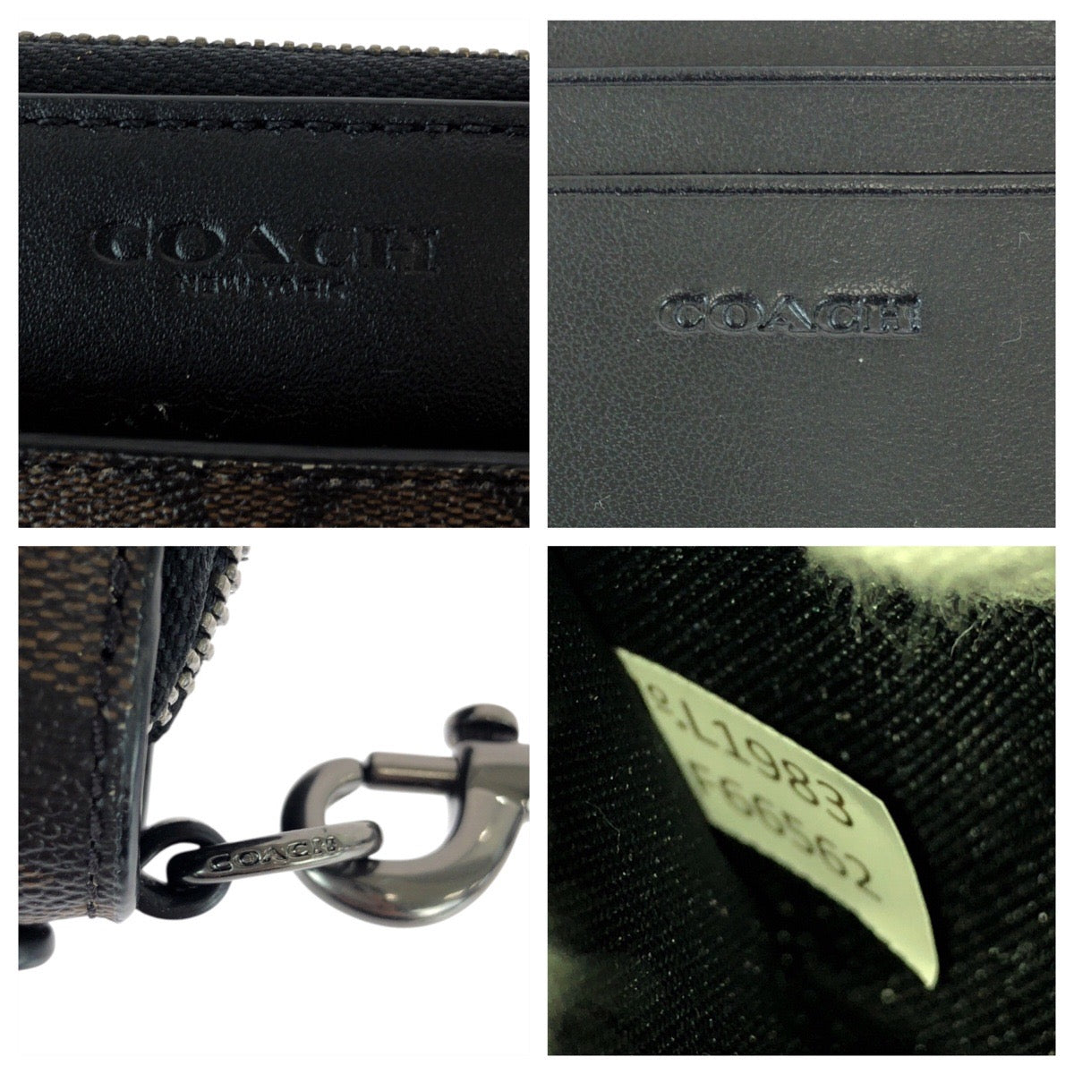 22055
COACH Signature Brown Dark Brown Black Coated Canvas F66562 Long Wallet Organizer Clutch Bag Men's A14