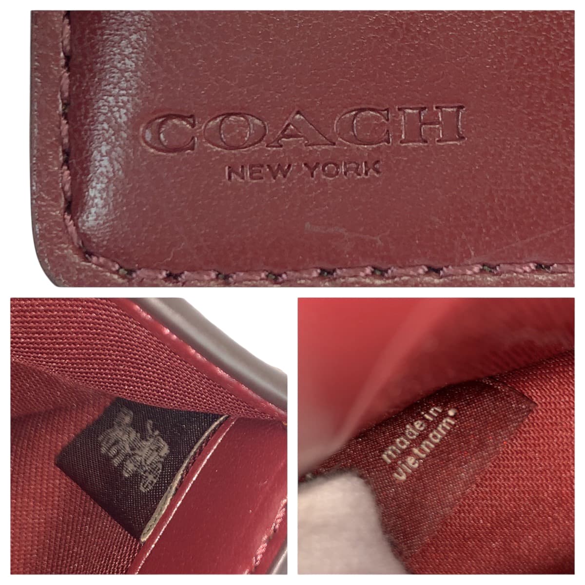 22057
COACH コーチ シグネチャー 花柄 ブラウン ボルドー ゴールド金具 レザー 折り財布 コンパクトウォレット レディース A5