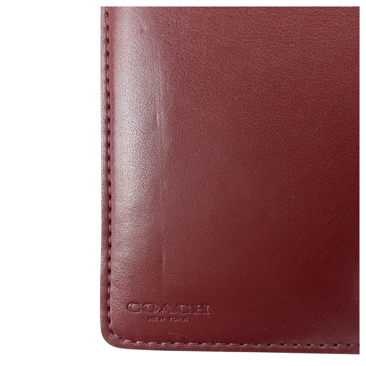 22057
COACH コーチ シグネチャー 花柄 ブラウン ボルドー ゴールド金具 レザー 折り財布 コンパクトウォレット レディース A5