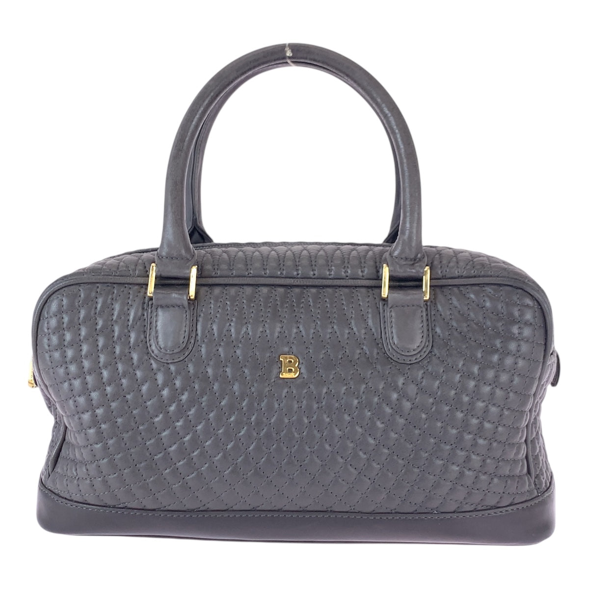 22063
BALLY バリー キルティング ロゴ グレー ゴールド金具 レザー ハンドバッグ ミニボストンバッグ レディース ABP6