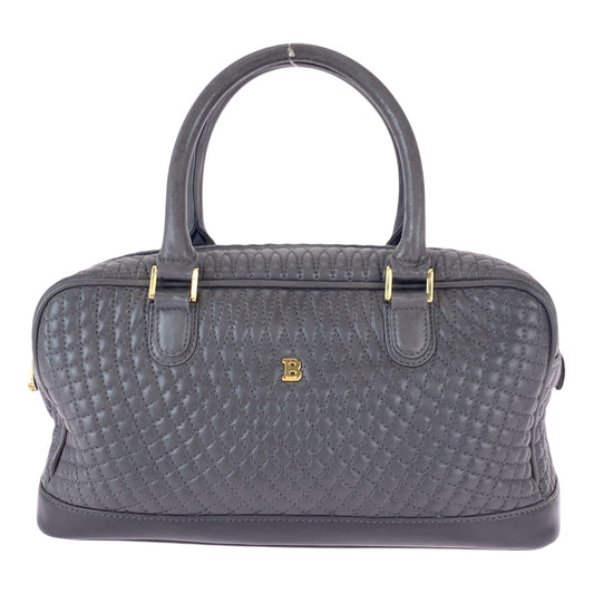 22063
BALLY バリー キルティング ロゴ グレー ゴールド金具 レザー ハンドバッグ ミニボストンバッグ レディース ABP6