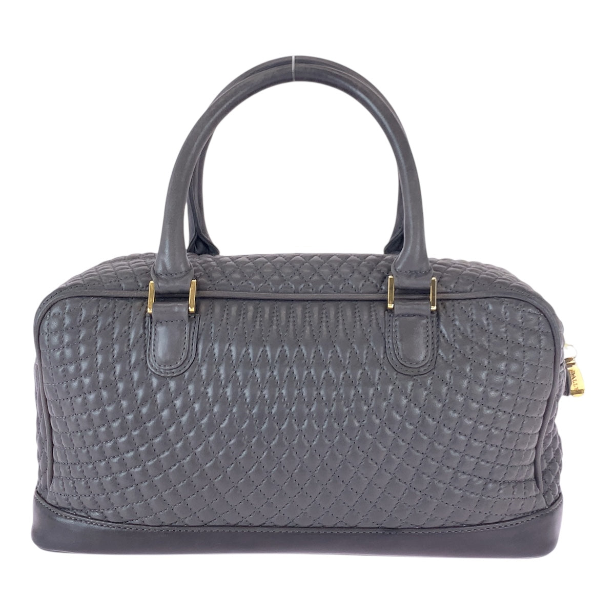 22063
BALLY バリー キルティング ロゴ グレー ゴールド金具 レザー ハンドバッグ ミニボストンバッグ レディース ABP6