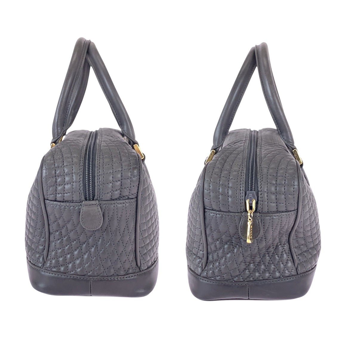 22063
BALLY バリー キルティング ロゴ グレー ゴールド金具 レザー ハンドバッグ ミニボストンバッグ レディース ABP6