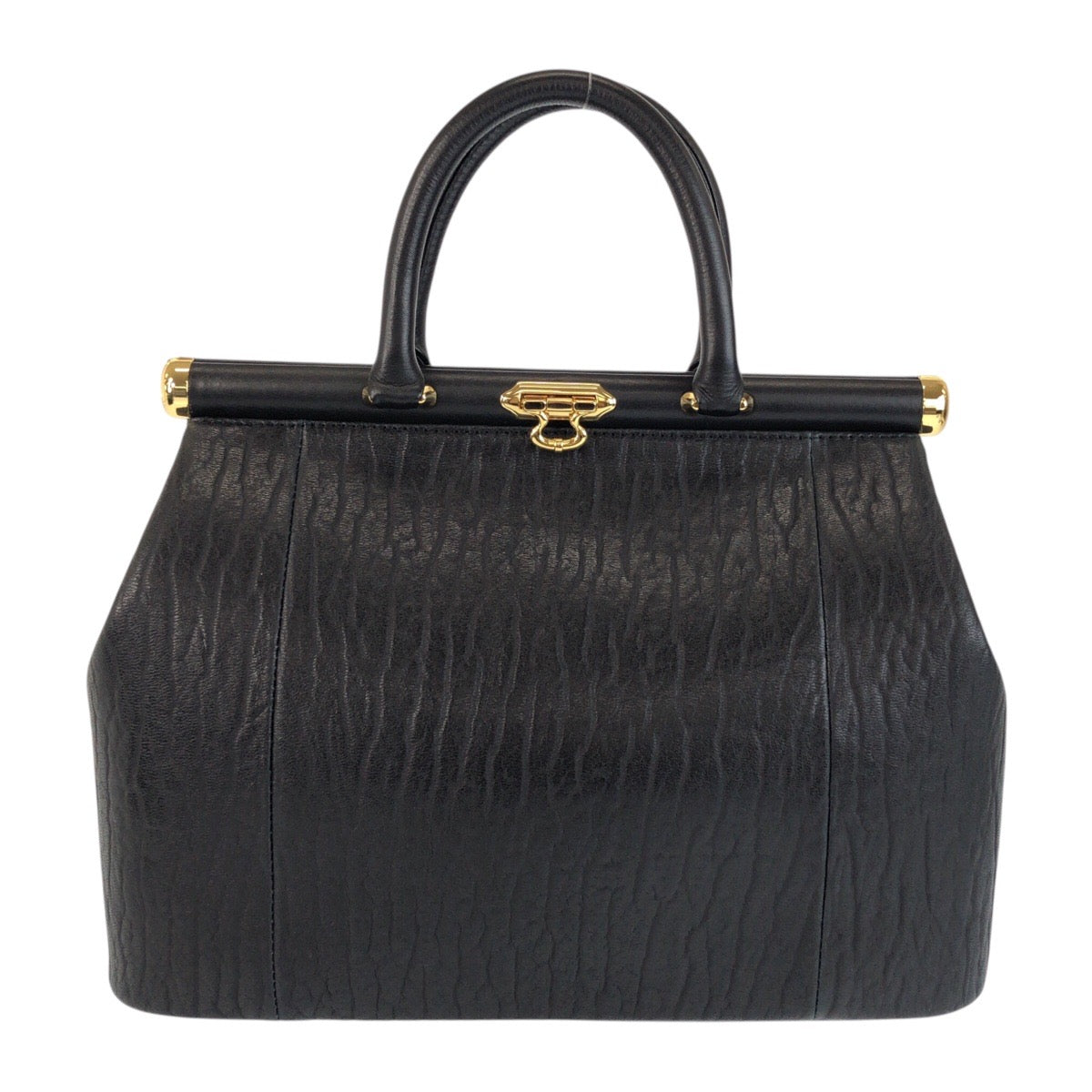 22065
ブラック 黒 ゴールド金具 レザー ハンドバッグ レディース A3