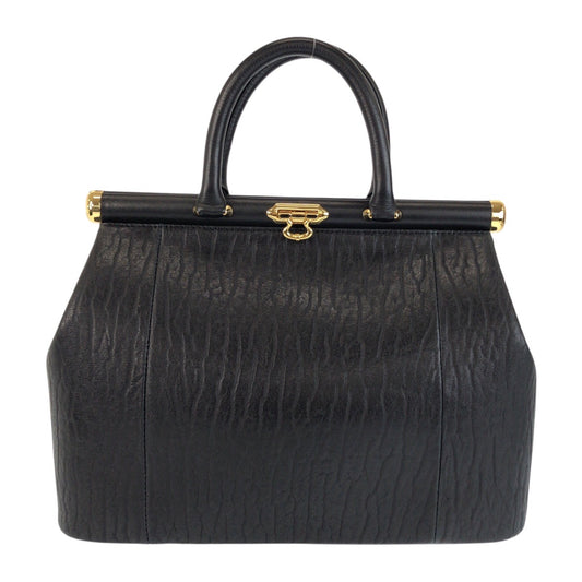 22065
ブラック 黒 ゴールド金具 レザー ハンドバッグ レディース A3