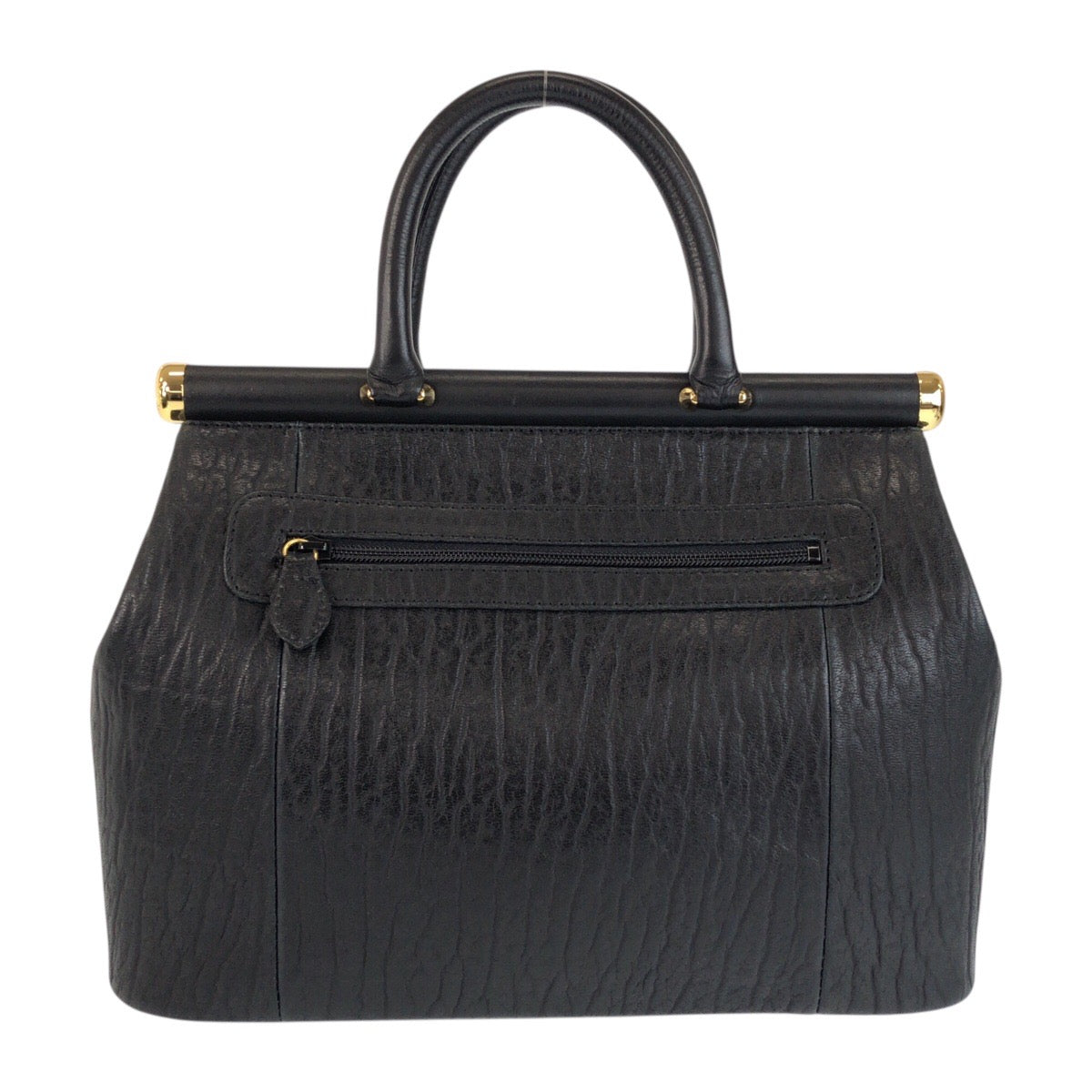22065
ブラック 黒 ゴールド金具 レザー ハンドバッグ レディース A3