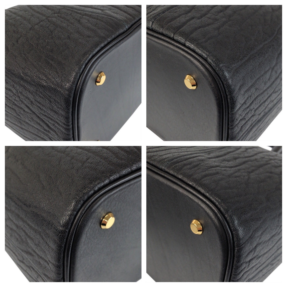 22065
ブラック 黒 ゴールド金具 レザー ハンドバッグ レディース A3