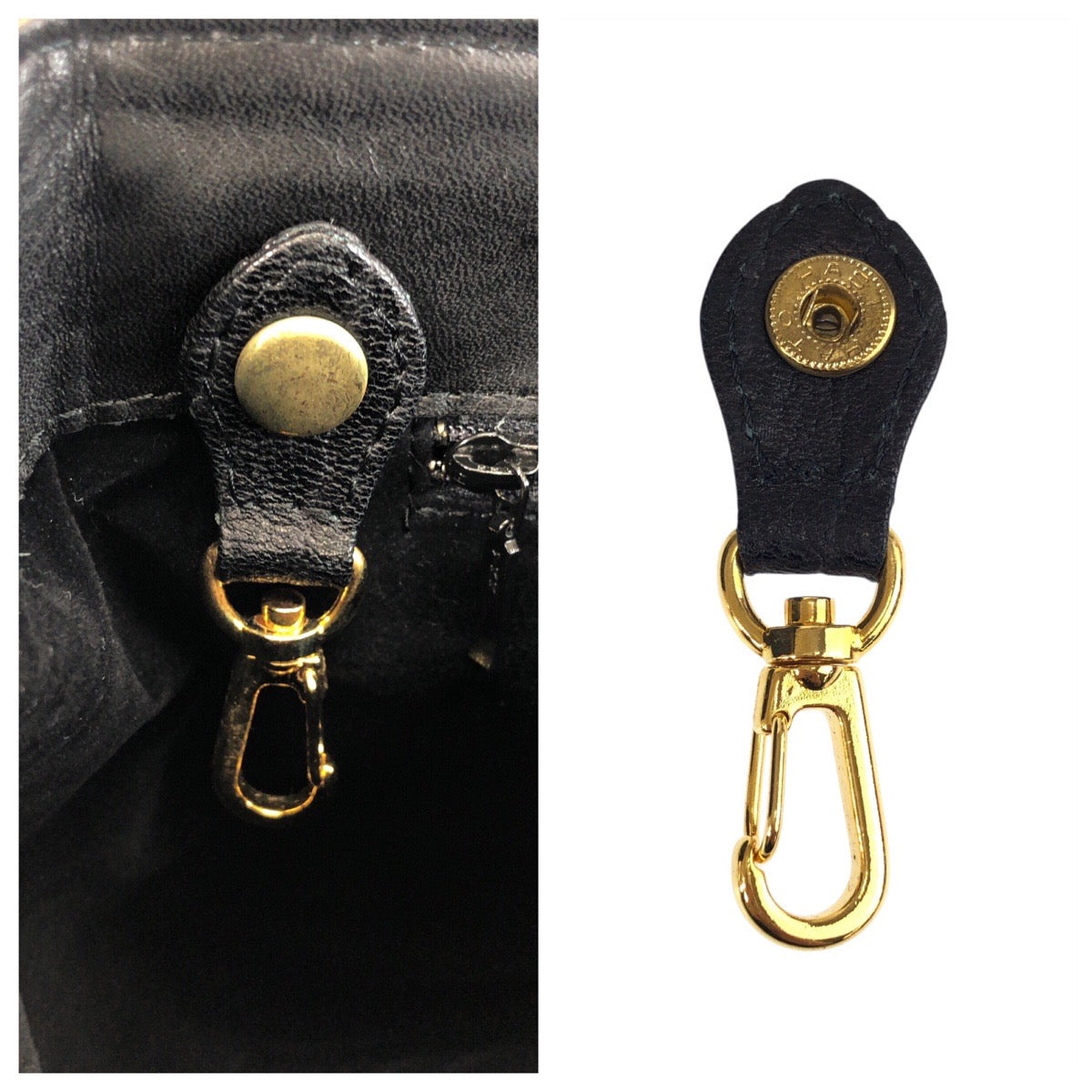 22065
ブラック 黒 ゴールド金具 レザー ハンドバッグ レディース A3