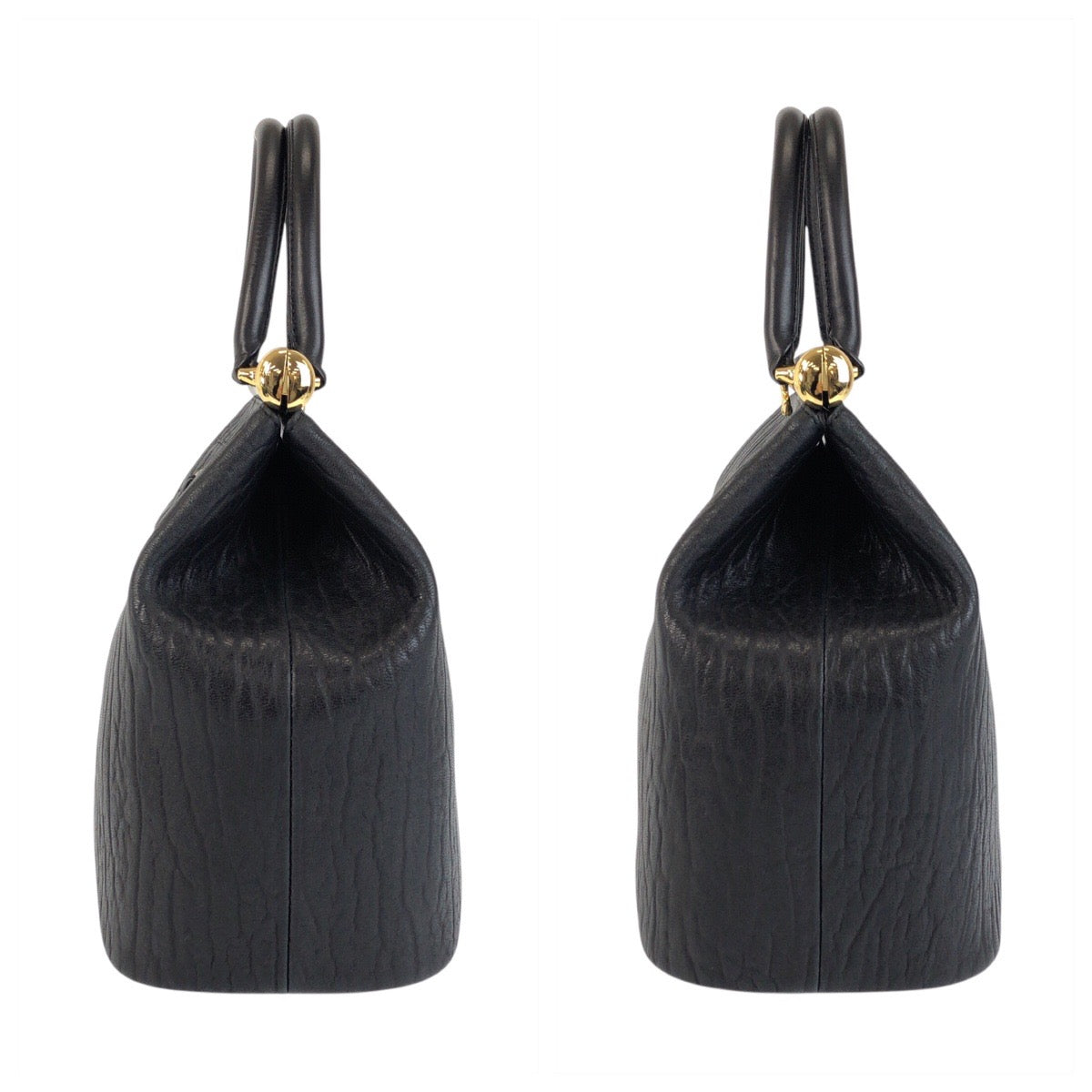 22065
ブラック 黒 ゴールド金具 レザー ハンドバッグ レディース A3