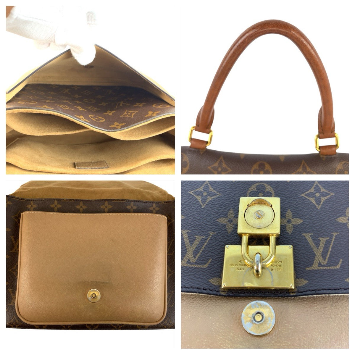 22074
LOUIS VUITTON ルイヴィトン モノグラム マリニャン ブラウン ゴールド金具 PVC / レザー M44257 ハンドバッグ ショルダーバッグ 2way レディース AB