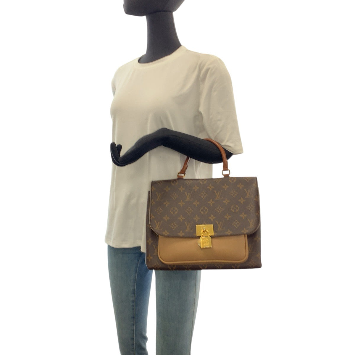 22074
LOUIS VUITTON ルイヴィトン モノグラム マリニャン ブラウン ゴールド金具 PVC / レザー M44257 ハンドバッグ ショルダーバッグ 2way レディース AB