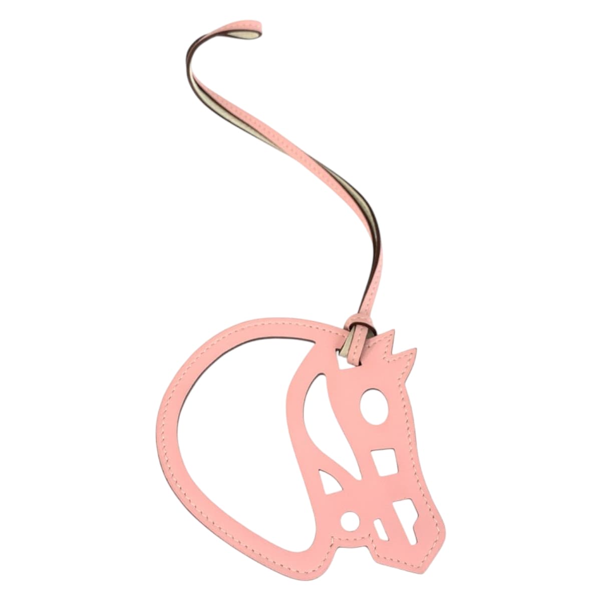 22078
HERMES エルメス パドック シュヴァル ローズサクラ ホワイト レザー バッグチャーム レディース A48