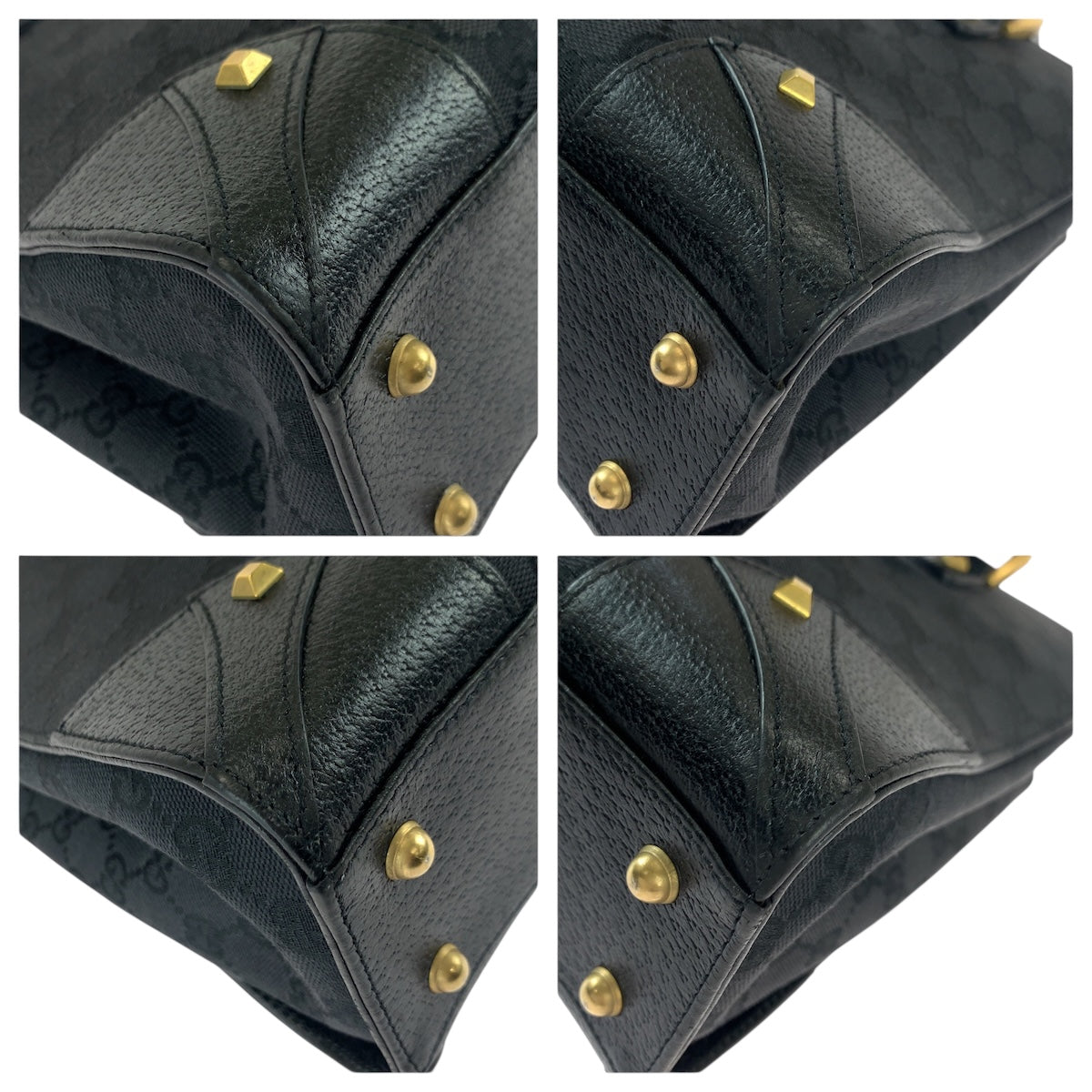 22080
GUCCI グッチ ブラック 黒 ゴールド金具 GGキャンバス / レザー 120895 トートバッグ ハンドバッグ レディース A56