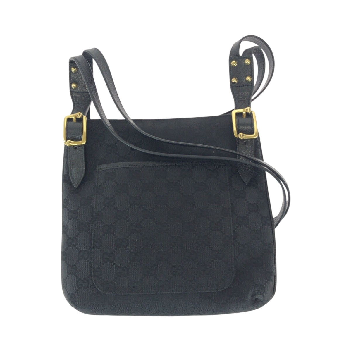 22083
GUCCI グッチ ブラック 黒 ゴールド金具 GGキャンバス / レザー 115415 ショルダーバッグ ポシェット レディース A50